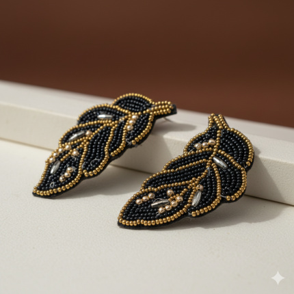 Handmade Beads Earrings Leaf Design – Imitation Jewellery for Women