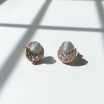 Crescent Moonstone Stud Earrings for Women & Girls – Aadvic