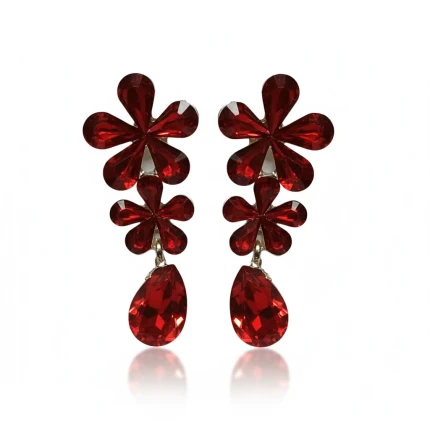 Stylish red stone drop earrings for Valentine’s Day – Women & Girls Imitation Jewellery