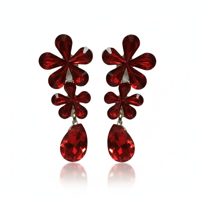 Stylish red stone drop earrings for Valentine’s Day – Women & Girls Imitation Jewellery