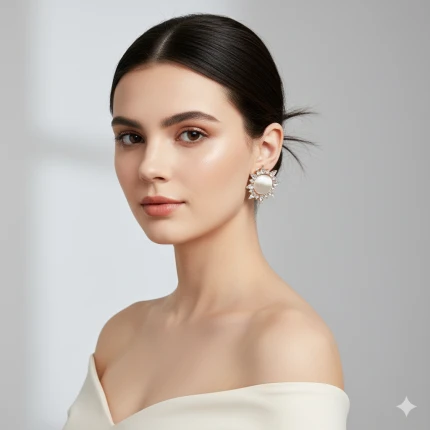 Crystal Rose Gold Sunburst Stud Earrings