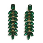 Emerald Green Leaf Earrings – Imitation Jewellery for Women