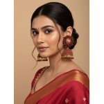 Maroon Jhumka Earrings for Women & Girls – Traditional Imitation Jewellery