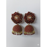 Maroon Jhumka Earrings for Women & Girls – Traditional Imitation Jewellery