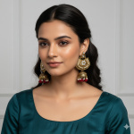 Meenakari & Kundan Pearls Floral Large Ethnic Drop Jhumka Earrings