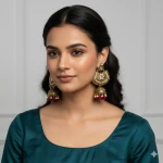 Meenakari & Kundan Pearls Floral Large Ethnic Drop Jhumka Earrings