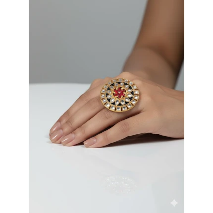 Stylish Party Wear Adjustable Gold Plated Ring for Women & Girls