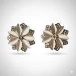 Rose Gold Flower Earrings in Rose Gold Plating