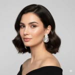 Rose Gold Pyramid Crystal Drop Earrings for Women & Girls