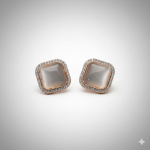 Side angle of Rose Gold Square Shape CZ Stud Earrings for Girls