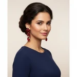 Valentine Collection Red Stone Studded Drop Earrings for Women & Girls – Imitation Jewellery