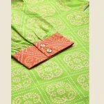 Closeup of Bandhani Foil Print Kurta Fabric Detailing