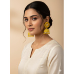 Yellow Jhumka Earrings for Women & Girls – Traditional Imitation Jewellery
