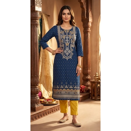 Pure Cotton Blue Colour Printed Kurti