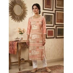 Pure Cotton Peach Colour Printed Kurti