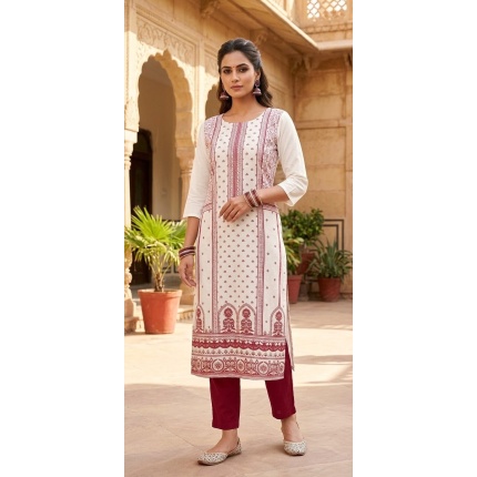 Pure Cotton Printed Kurti with Pant Set for Women