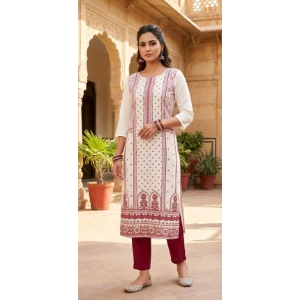 Pure Cotton Printed Kurti with Pant Set for Women
